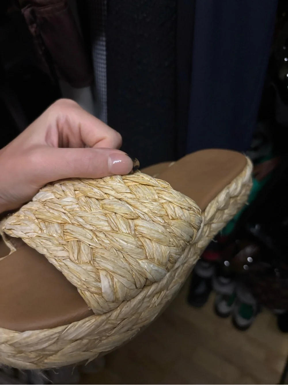a new day Natural Straw Woven Platform Slide Sandals